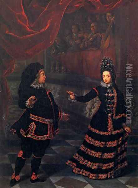 Electress Palatine Dancing with Her Husband Oil Painting - Jan Frans Douven