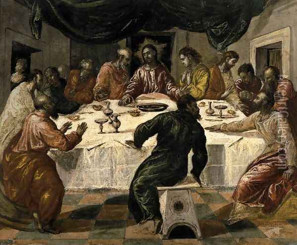 The Last Supper c. 1568 Oil Painting - El Greco (Domenikos Theotokopoulos)