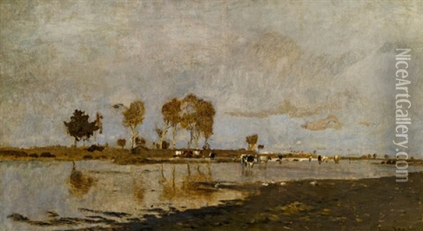 Hollandische Kanallandschaft Oil Painting - Eugen Jettel
