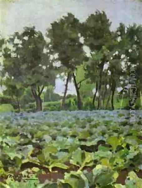 Cabbage Field With Willows 1893-94 Oil Painting - Viktor Elpidiforovich Borisov-Musatov