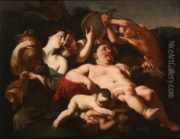 Bacchanal With Silenus And Other Figures Oil Painting - Jan Miel