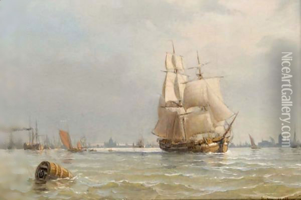 Shipping Off Copenhagen Oil Painting - Anton Melbye