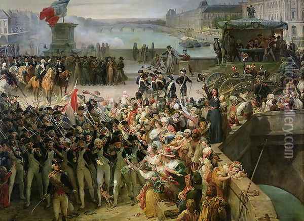 The Garde Nationale de Paris Leaves to Join the Army in September 1792 c.1833-36 (detail) Oil Painting - Leon Cogniet