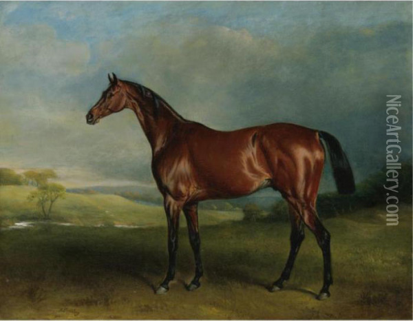 Mr. Richard Watt's Rockingham, Winner Of The 1833 St. Leger Oil Painting - John Snr Ferneley