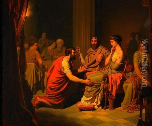 Odysseus Infor Fajakernas Konung Alkinoos Oil Painting - August Malmstrom