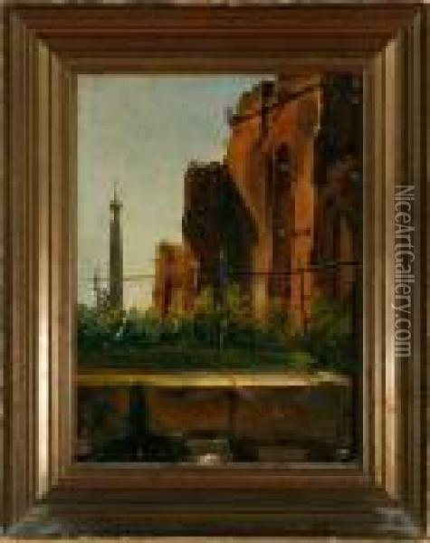 Ruins In Piperno Oil Painting - Ernst Meyer