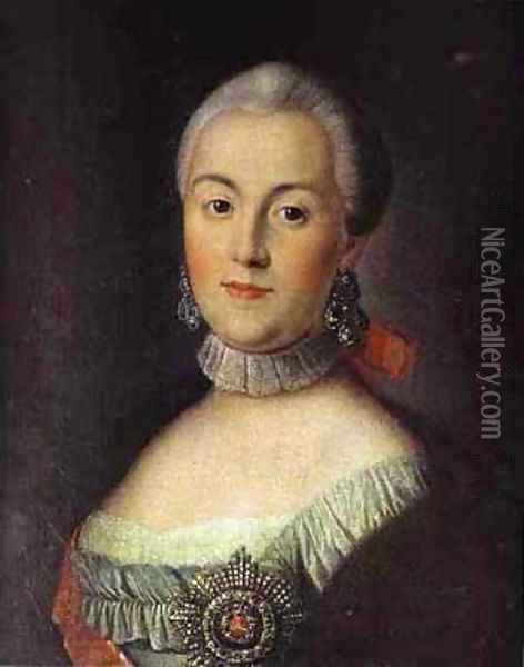 Portrait Of Grand Duchess Catherine Alekseevna Future Empress Catherine Ii The Great 1760s Oil Painting - Aleksei Antropov