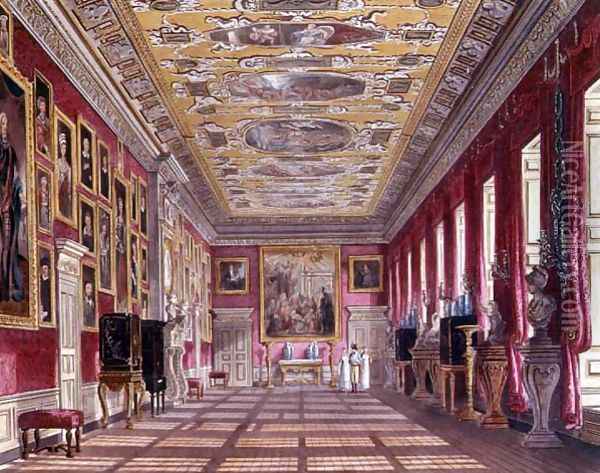 The Kings Gallery, Kensington Palace from Pynes Royal Residences, 1818 Oil Painting - William Henry Pyne
