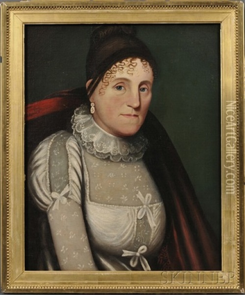 Portrait Of A New England Man (+ Portrait Of A New England Woman; Pair) Oil Painting - Zedekiah Belknap
