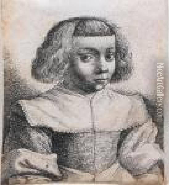 A Young Girl, Possibly After Velasquez Oil Painting - Wenceslaus Hollar