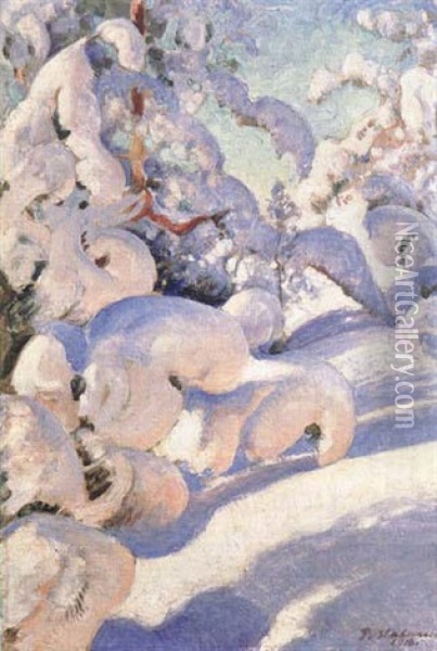 Vinter I Skogen Oil Painting - Pekka Halonen