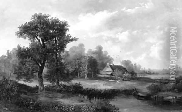 A cottage in a summer landscape Oil Painting - Hermanus Jan Hendrik Rijkelijkhuysen