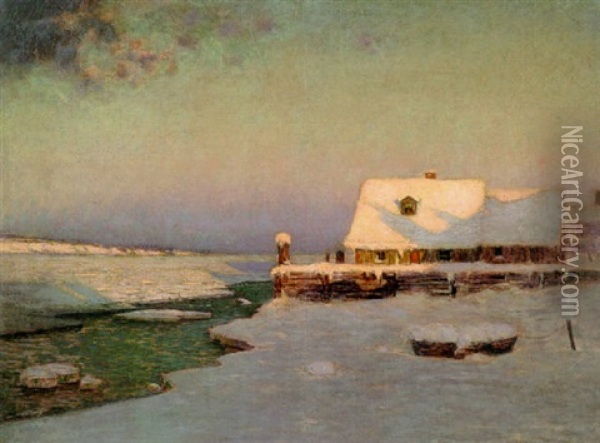 Winter Twilight Oil Painting - Lovell Birge Harrison