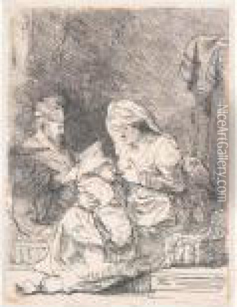 The Holy Family. Oil Painting - Rembrandt Van Rijn