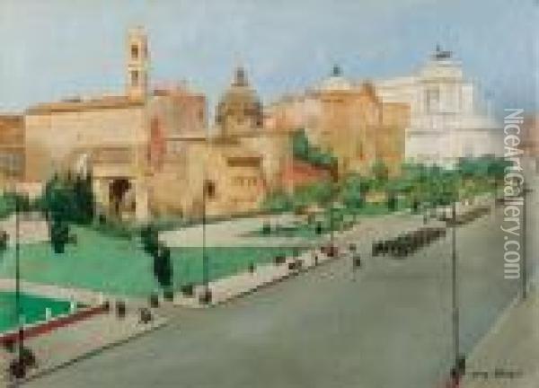 Parata In Via Dei Fori Imperiali Oil Painting - Gino Albieri