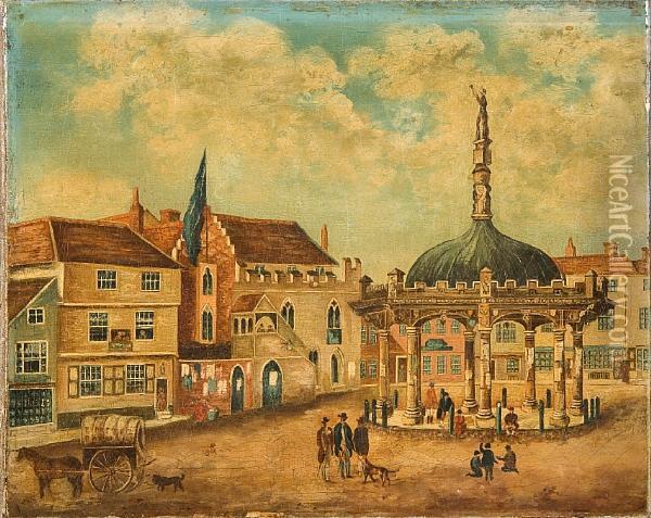 Ipswich Cornhill Oil Painting - George Frost