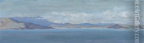 View Of Sausalito And Tiburon With Marin County Beyond Oil Painting - Constance Peters