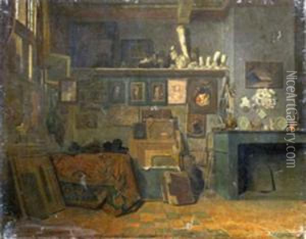 Interieur D'atelier Oil Painting - Adrien Ferdinand de Braekeleer