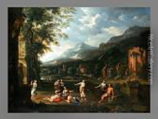 Heroische Landschaft Mit Herkules Im Garten Der Hesperiden Oil Painting - Pieter Rysbrack
