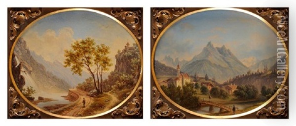 Paysages (2 Works) Oil Painting - Joseph Altenkopf