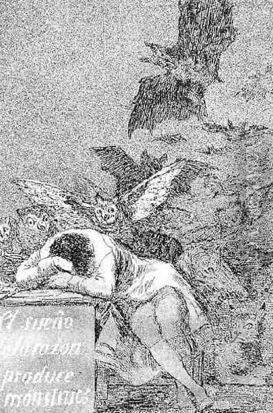 Caprichos Plate 43 The Sleep Of Reason Produces Monsters Oil Painting - Francisco De Goya y Lucientes