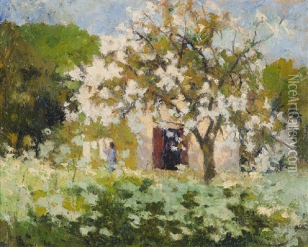 Arbres En Fleurs Au Jardin Oil Painting - Marcel Couchaux