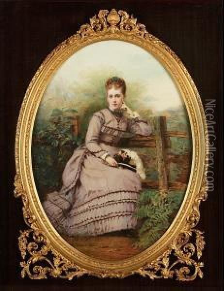 Portrait Of The Artist's Daughter Mathilde Allen (nee Moller); Portrait Of The Artist's Son-in-law Edward Allen Oil Painting - Johannes Heinrich L. Moller