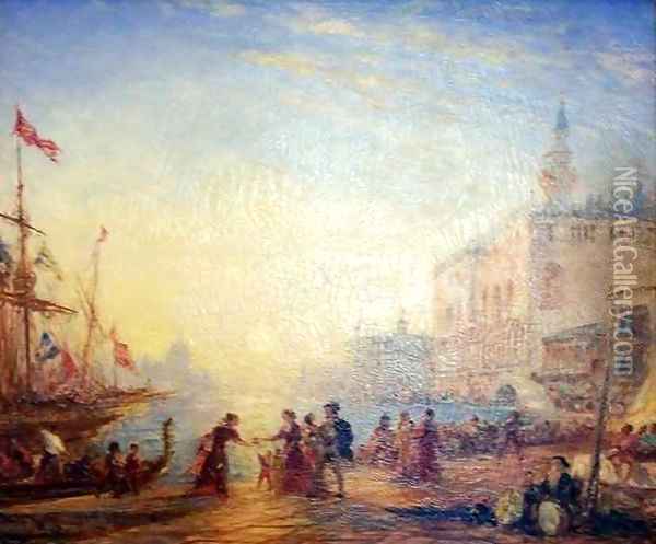 Venice Esclavons Quay Oil Painting - Felix Ziem