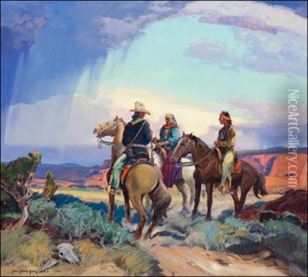 The Navajo Horseman Oil Painting - Carl Oscar Borg