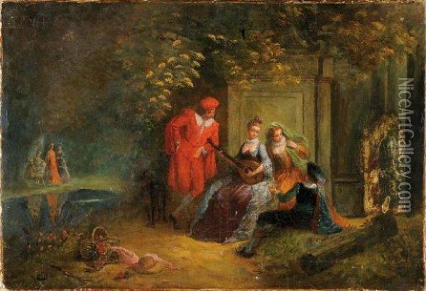 La Partie De Musique Oil Painting - Francois Louis Joseph Watteau