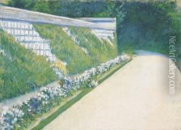 Le Mur Du Jardin Potager, Yerres Oil Painting - Gustave Caillebotte