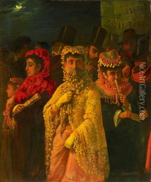 Nachtliches Maskenfest In Granada Oil Painting - Henry Stanier