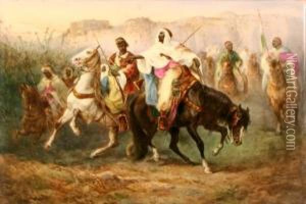 Arabian Horsemen Oil Painting - Louis De Schryver
