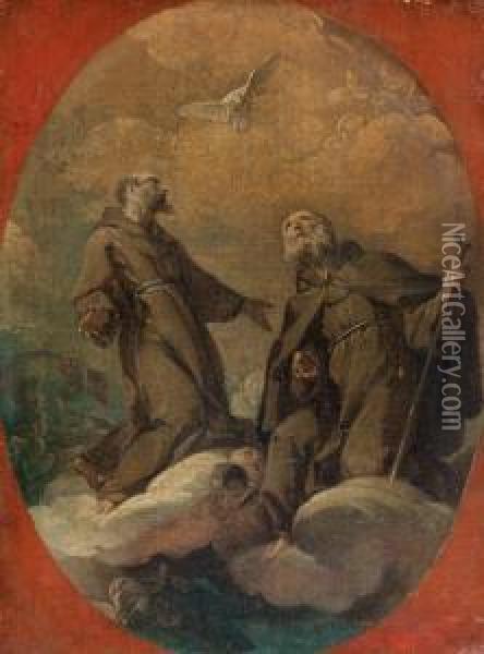 Saint Vincent De Paule Et Un Autre Saint Dans Un Ovale Peint Oil Painting - Donato Creti