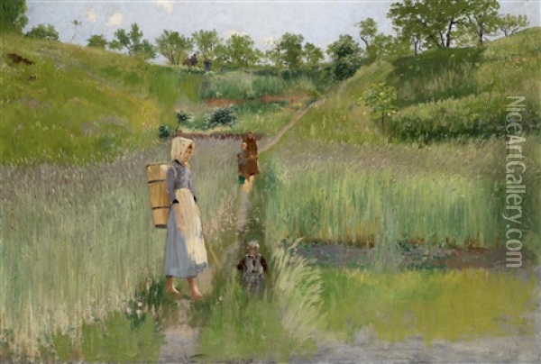 Ein Sommtertag Bei Samois (la Brouillard Sur La Seine) Oil Painting - Theodor von Hoermann