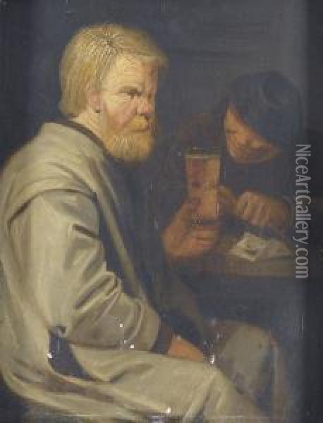 Zwei Manner Beim Trinken Oil Painting - Adriaen Brouwer