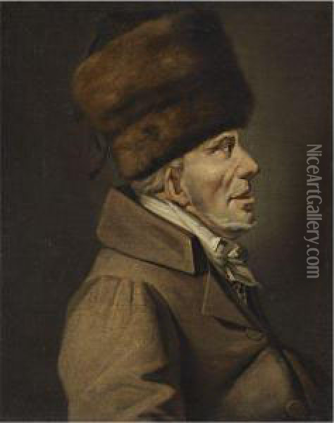 Portrait Of A Man In A Fur Hat Oil Painting - Carl Von Hampeln