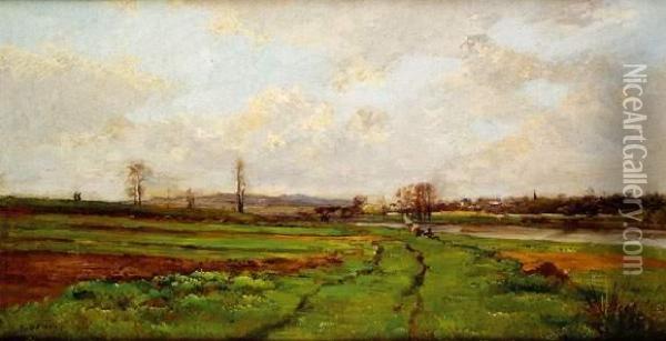Paysage, Circa 1880 Oil Painting - Pierre-Emmanuel Damoye