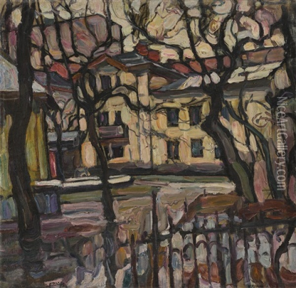 Country House, Outskirts Of Moscow (double-sided) Oil Painting - Abraham Manievich