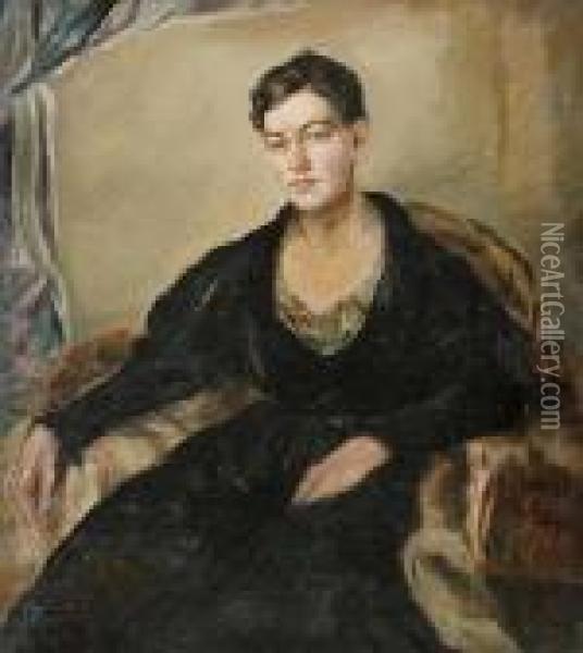 A Portrait Of The Artist's Wife Oil Painting - Tavik Frantisek Simon