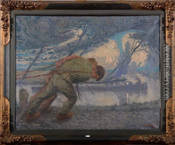 Le Haleur Oil Painting - Pol Van De Broeck
