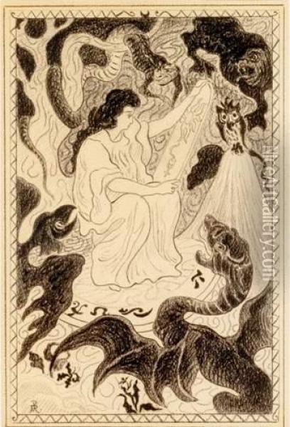 L'astrologie Ou Les Dragons De La Kabal Vers 1897 Oil Painting - Paul-Elie Ranson
