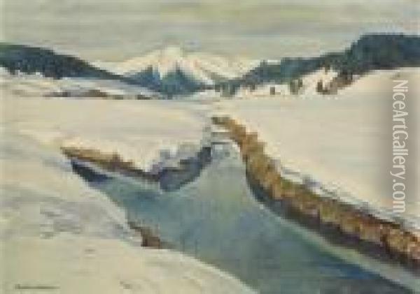 Blick Ins Engadin Oil Painting - Hans Beat Wieland
