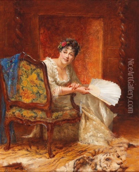 Lady By The Fire Oil Painting - John Arthur Lomax
