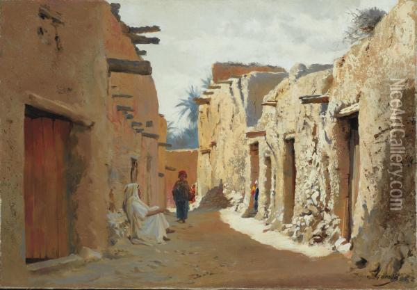 Rue D'el Kantara, Algerie Oil Painting - Eugene-Alexis Girardet