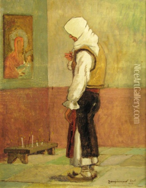 Prayer Oil Painting - Gheorghe Zamphiropol Dall