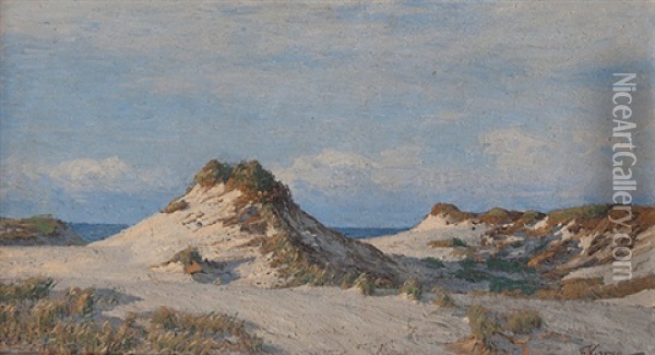 Dunenlandschaft Mit Blick Auf Das Meer Oil Painting - Franz Korwan