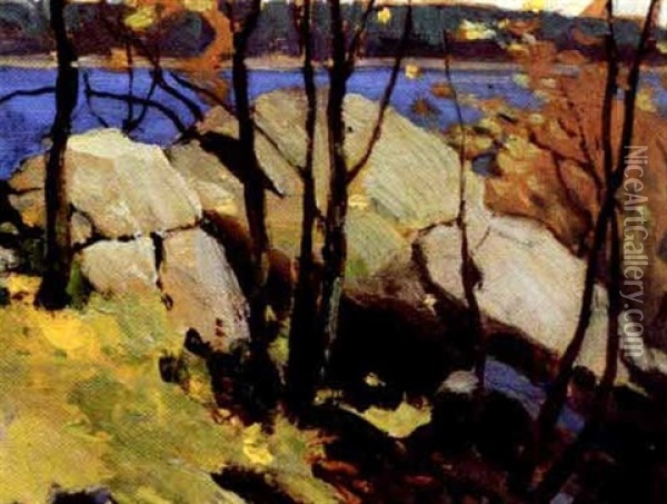 At The Lake's Edge Oil Painting - John William Beatty