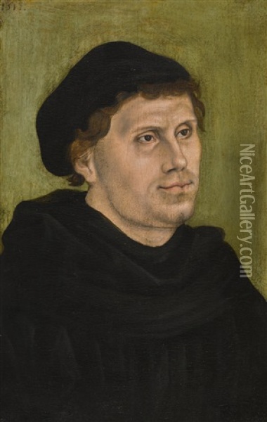 Portrait Of Martin Luther (1483-1546) Oil Painting - Lucas Cranach the Elder