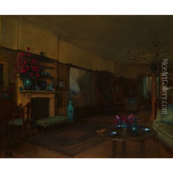 The Parlour, Judges' Lodgings At Wells, Somerset Oil Painting - George Sheringham